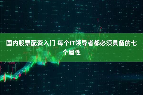 国内股票配资入门 每个IT领导者都必须具备的七个属性